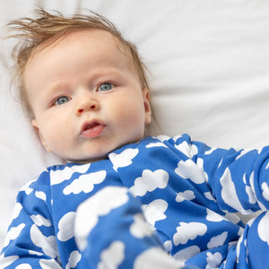 Blue cloud cotton sleepsuit: 6-12 M