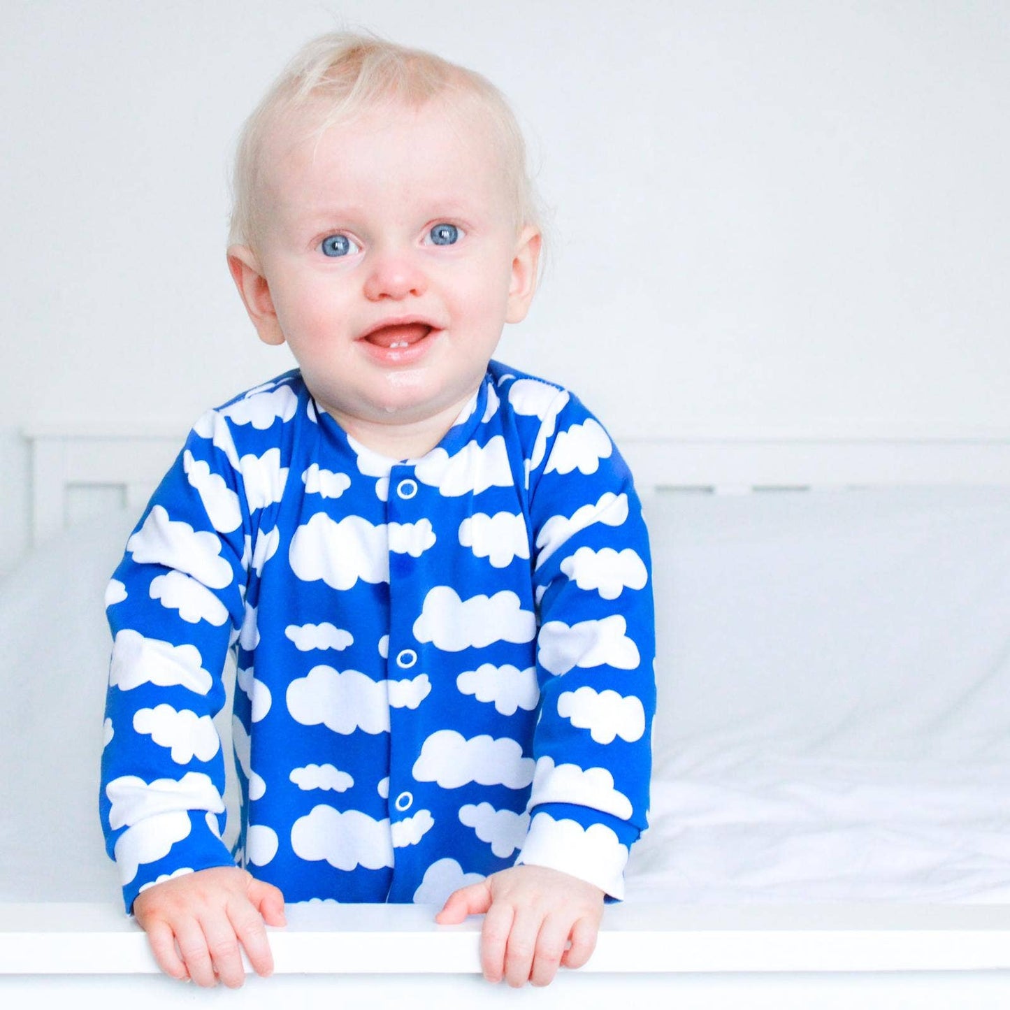 Blue cloud cotton sleepsuit: 3-6 M