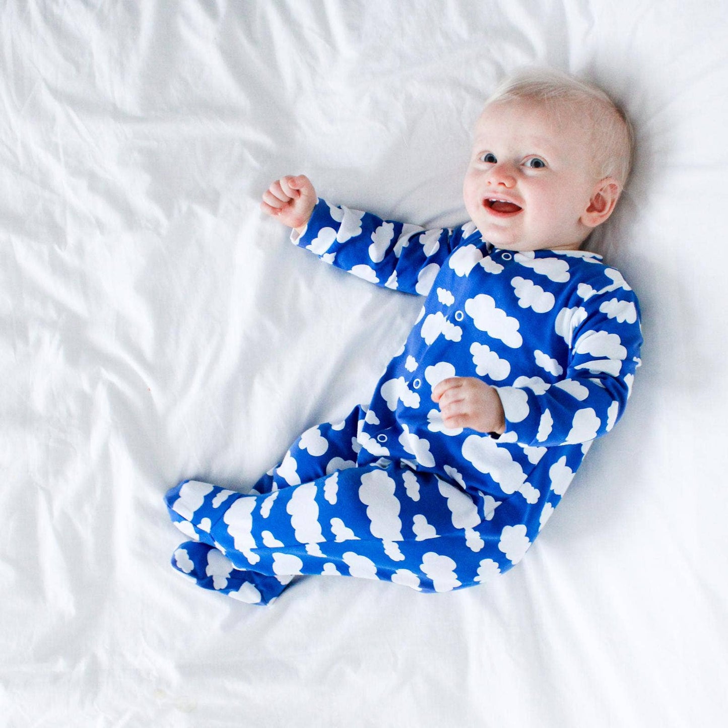 Blue cloud cotton sleepsuit: 3-6 M