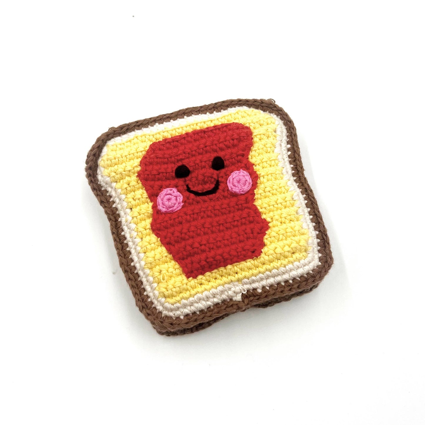 Crochet Baby Toy Friendly jammy toast rattle