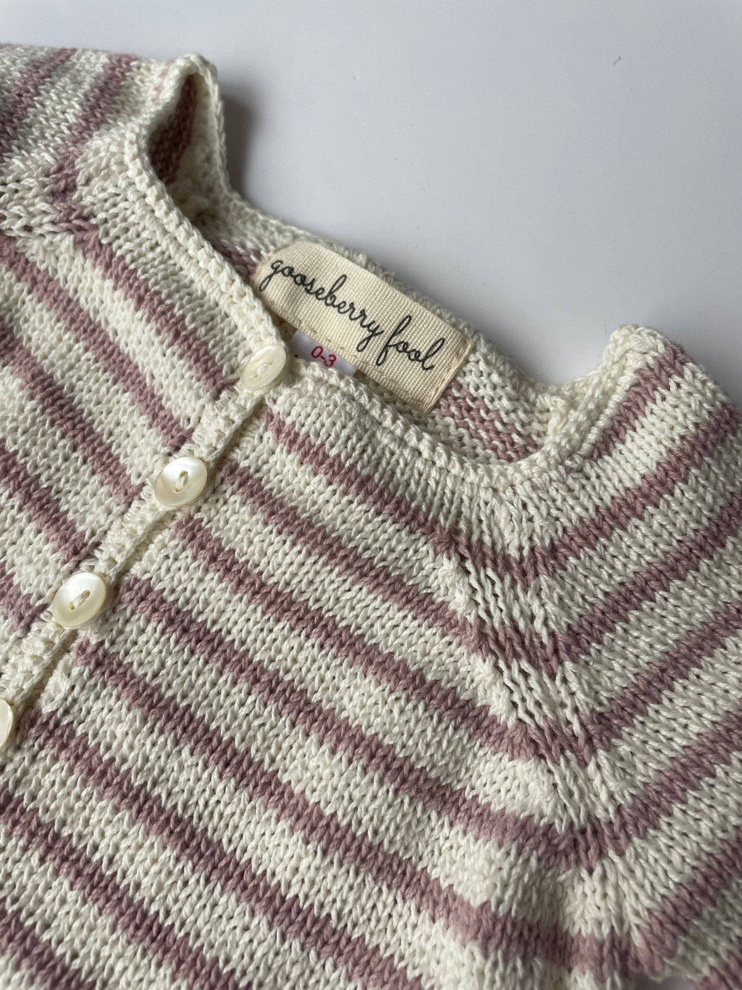 Striped cardigan: Cream and Mint / 6-12