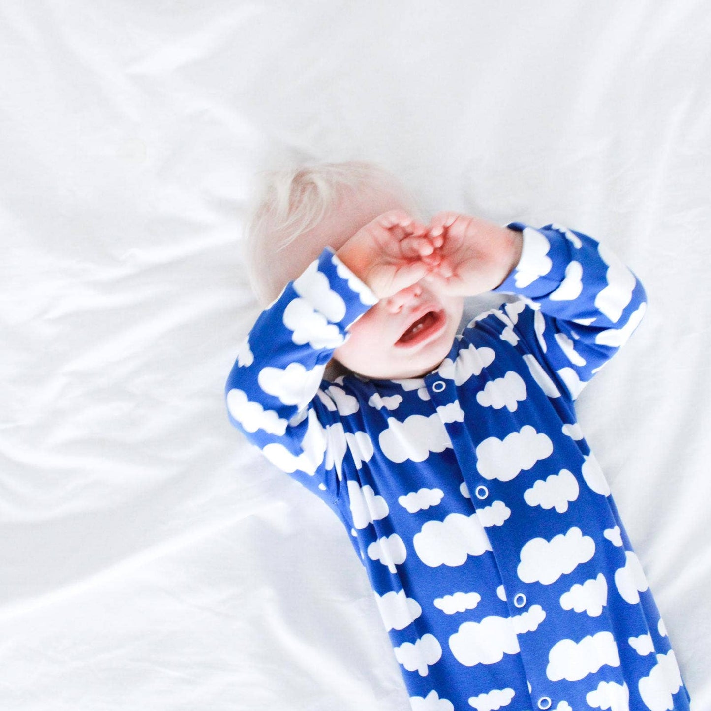 Blue cloud cotton sleepsuit: 3-6 M