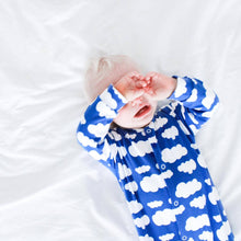 Blue cloud cotton sleepsuit: 3-6 M