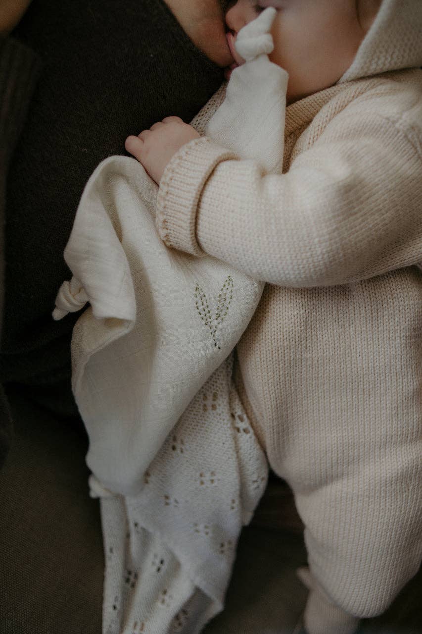 Organic cotton muslin baby comforter