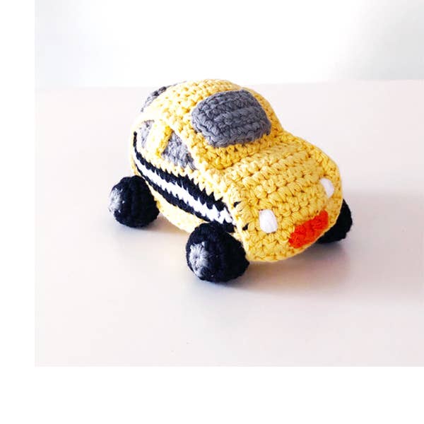 Crochet Baby Toy Taxi car rattle