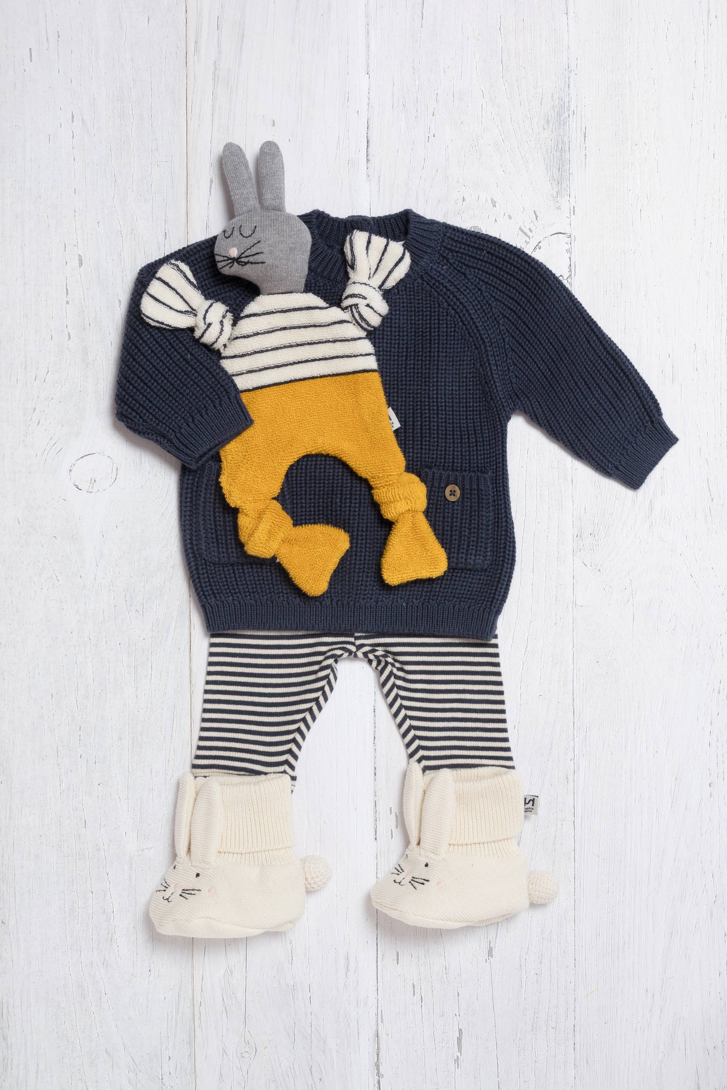 Cotton Knit Baby Slipper Socks: Rabbit