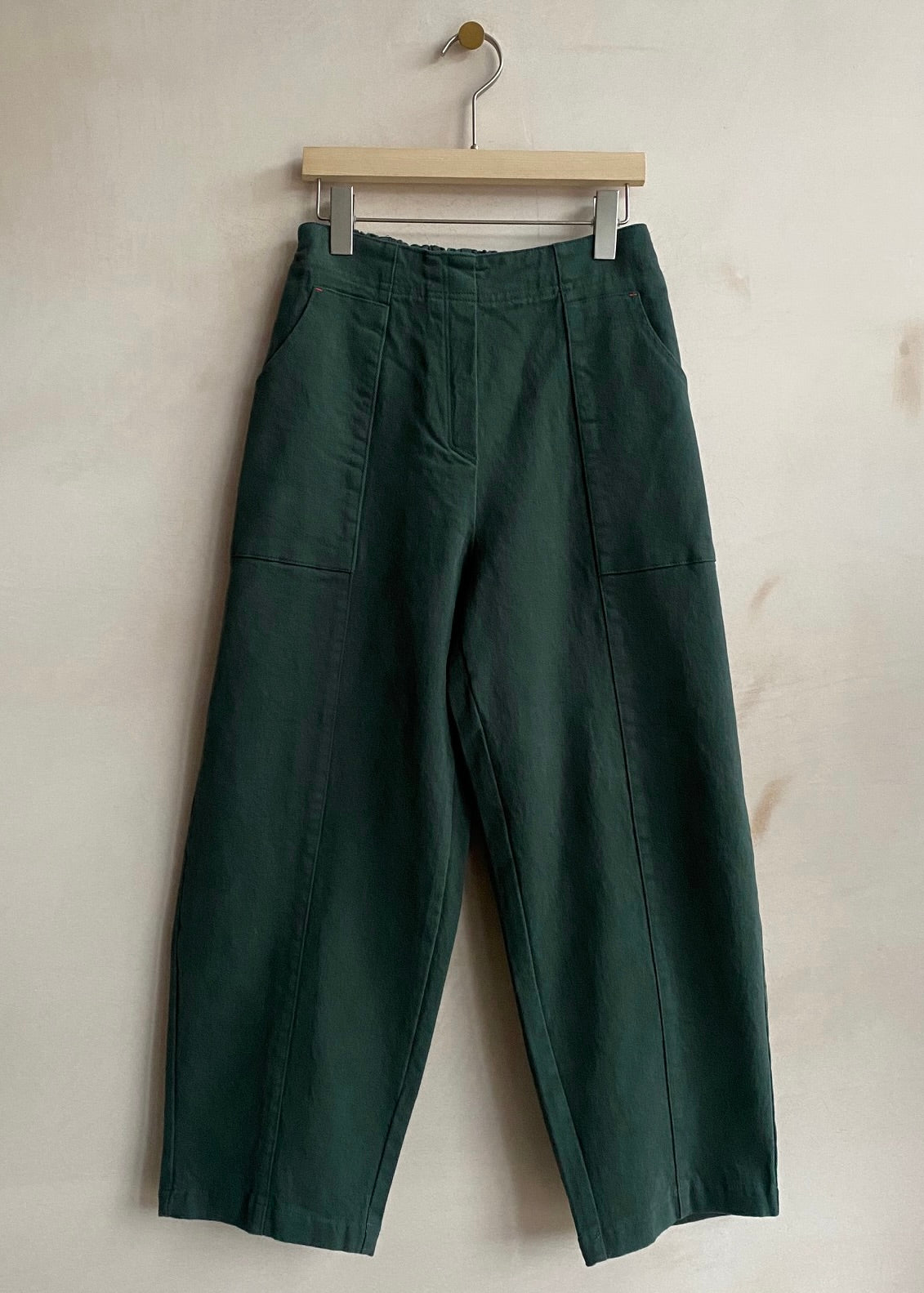 COTTON STRETCH SQ POCKET W RED STETCH -Green-