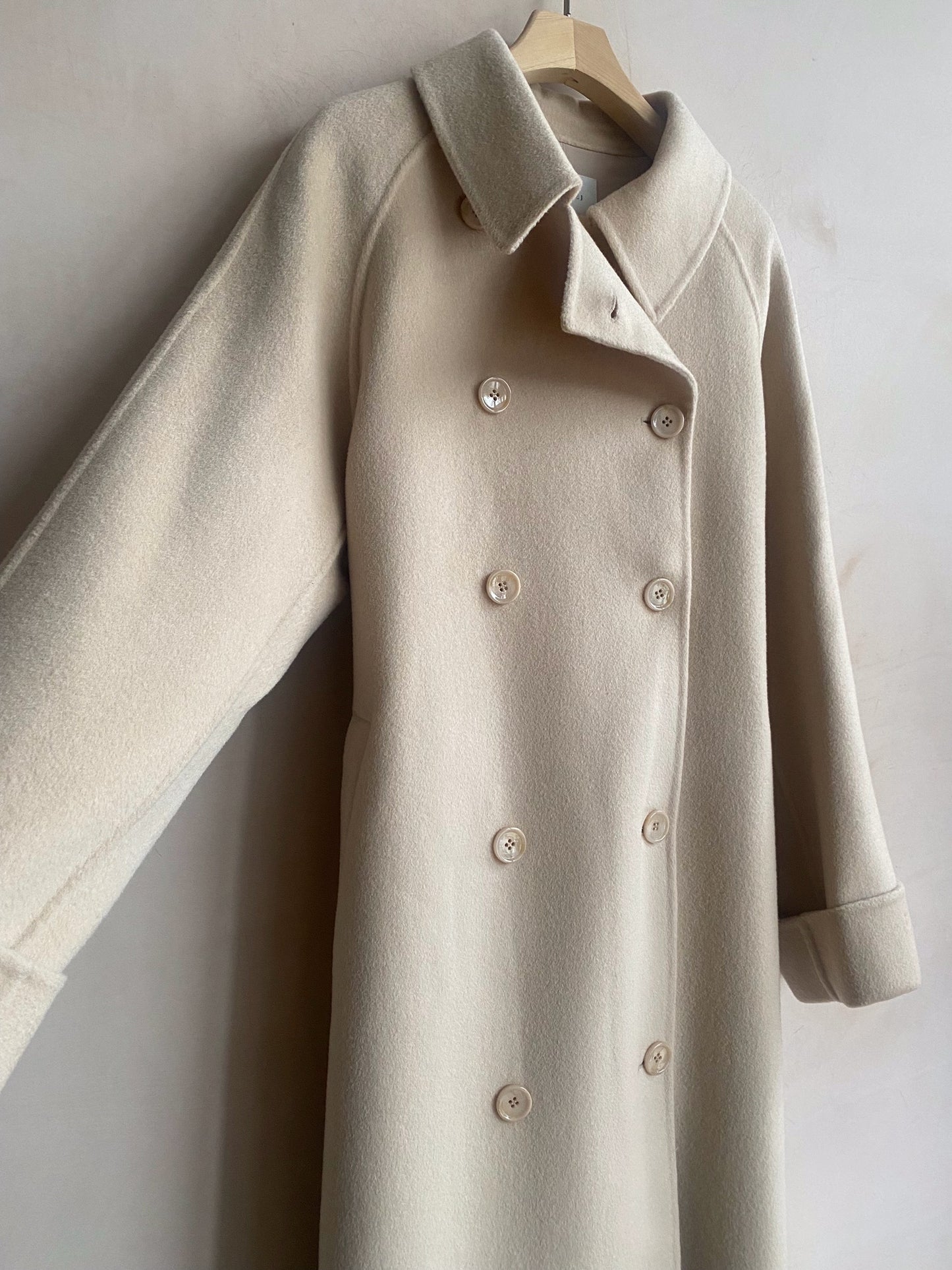 Wool Long double coat -Ivory-