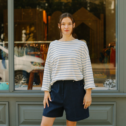 Breton Stripe Long sleeve T-shirts Light Blue