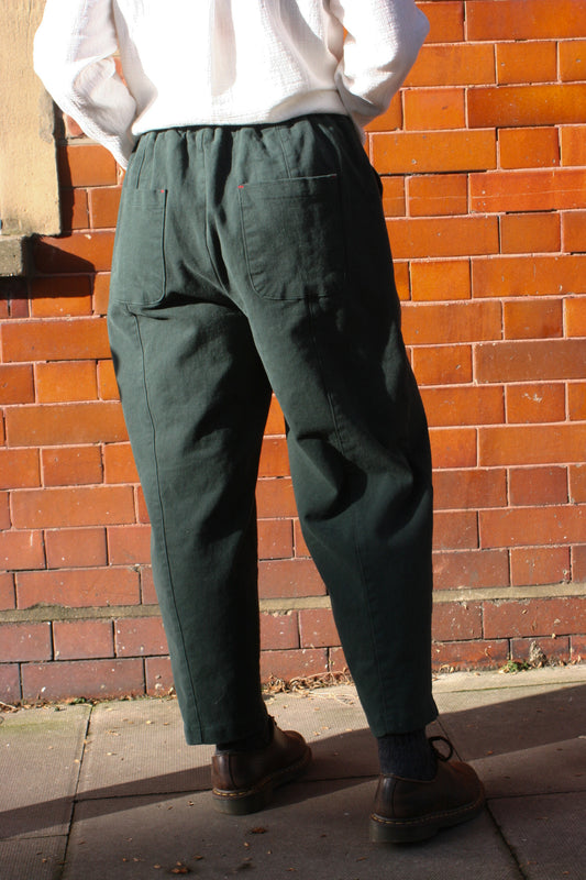 COTTON STRETCH SQ POCKET W RED STETCH -Green-