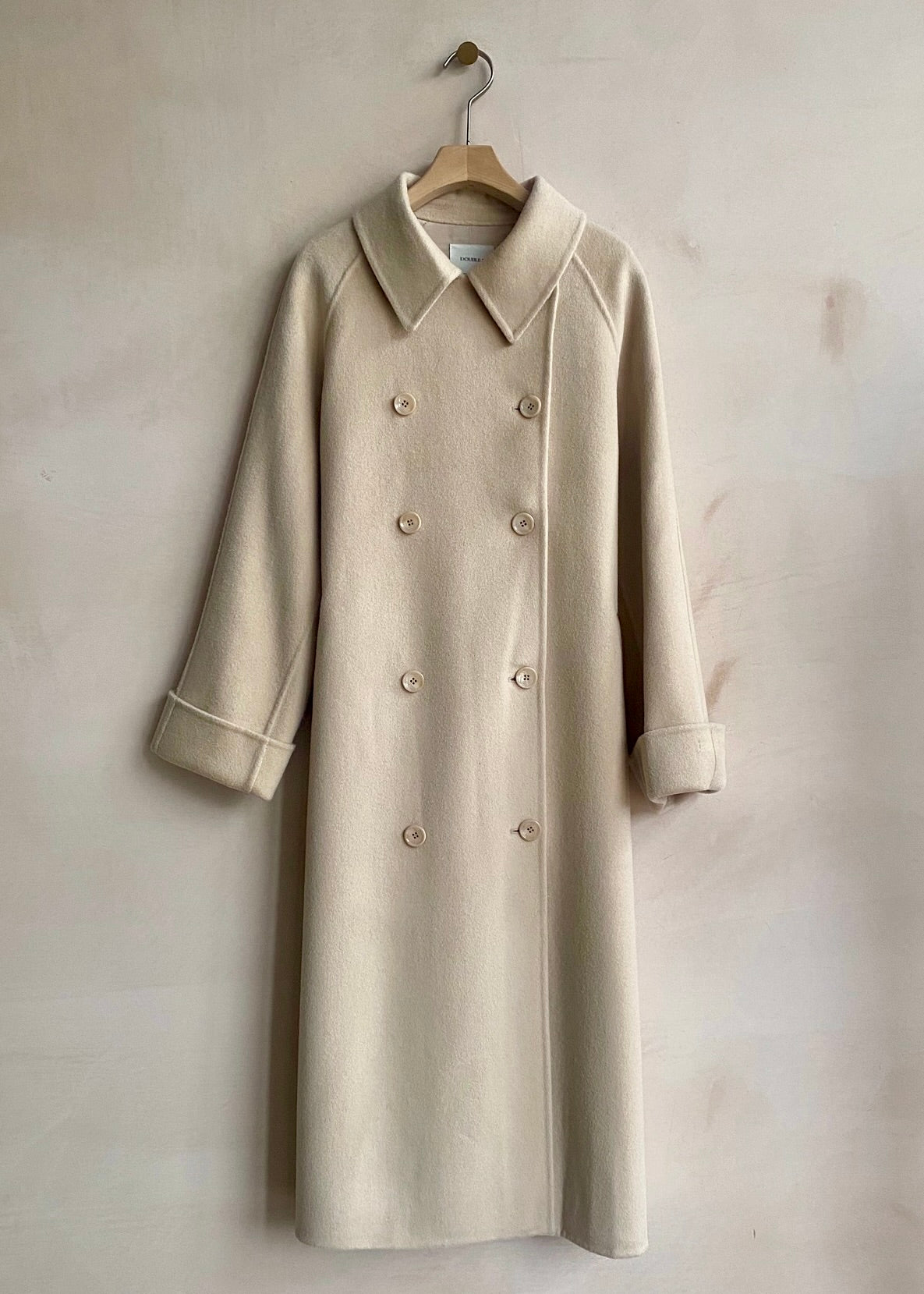 Wool Long double coat -Ivory-