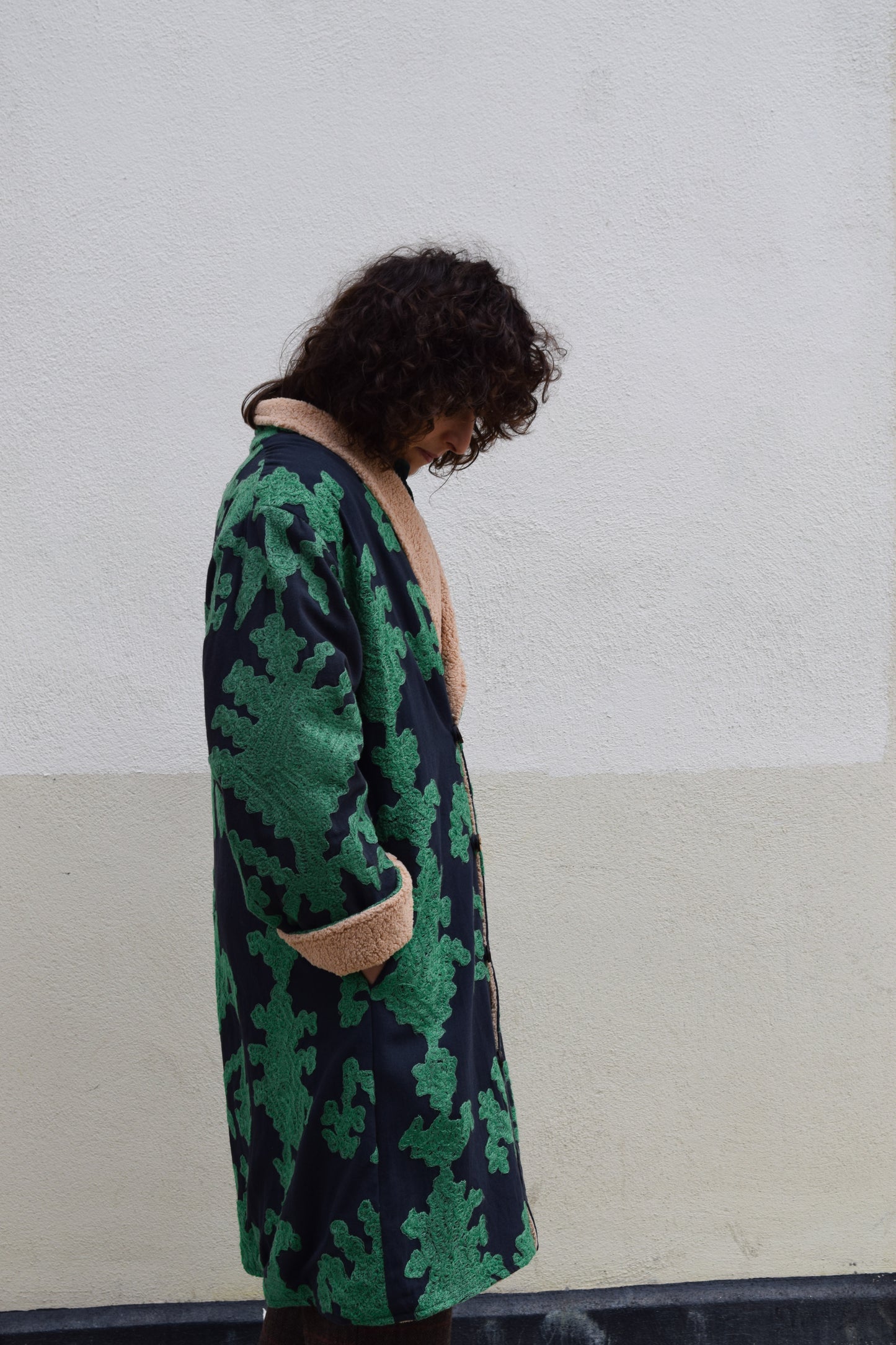 EMBROYDARY LONG COAT  -GREEN- BY EDL