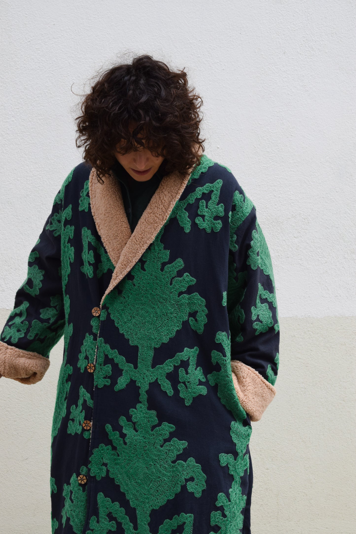 EMBROYDARY LONG COAT  -GREEN- BY EDL