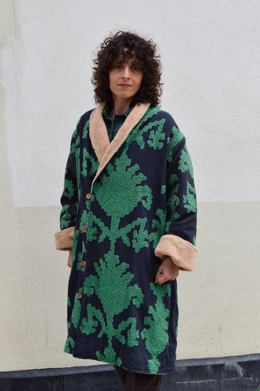 EMBROYDARY LONG COAT  -GREEN- BY EDL