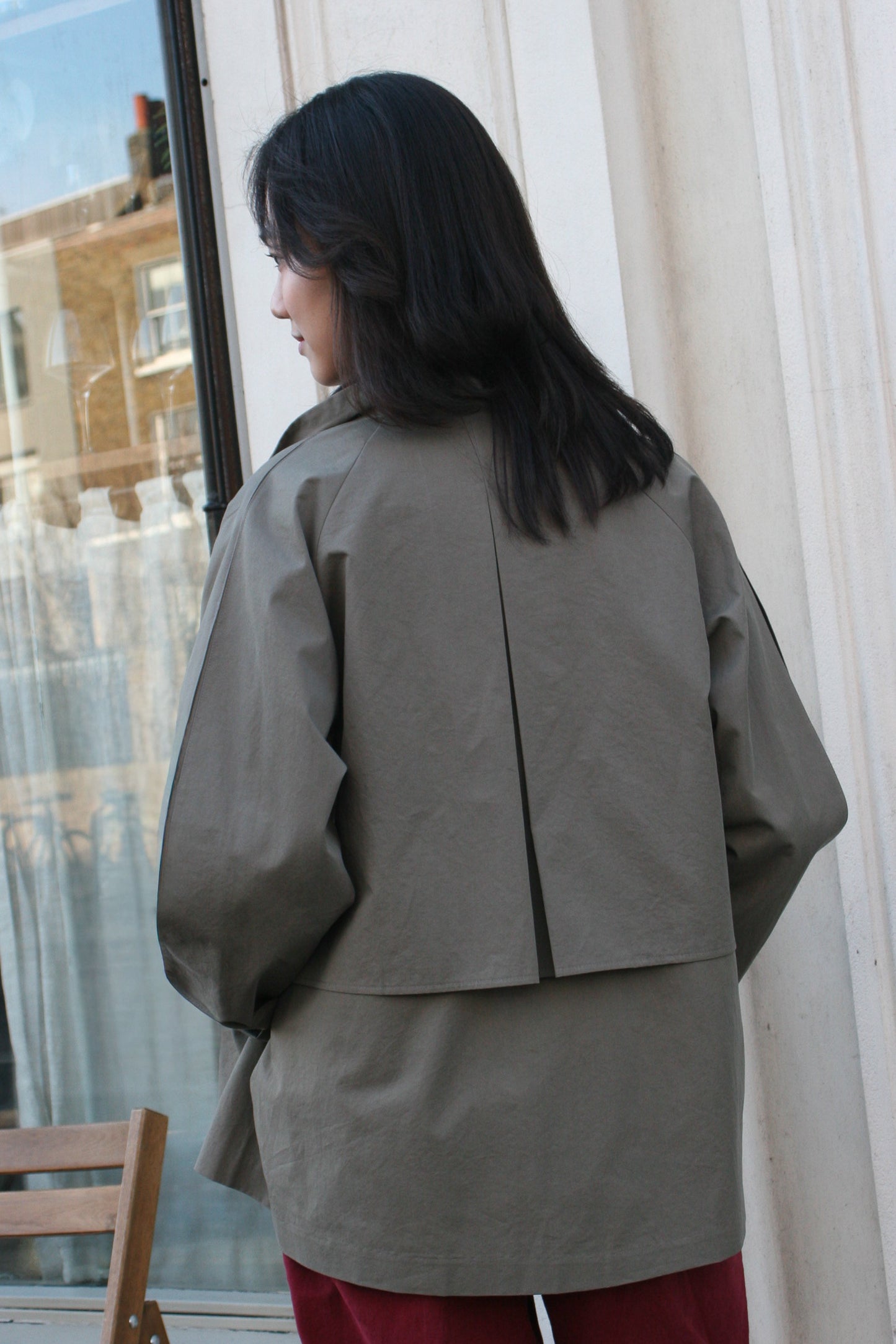 Double layered Half coat -Khaki-