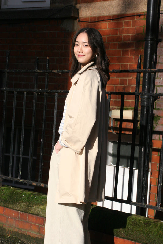 Half A line coat -Beige-