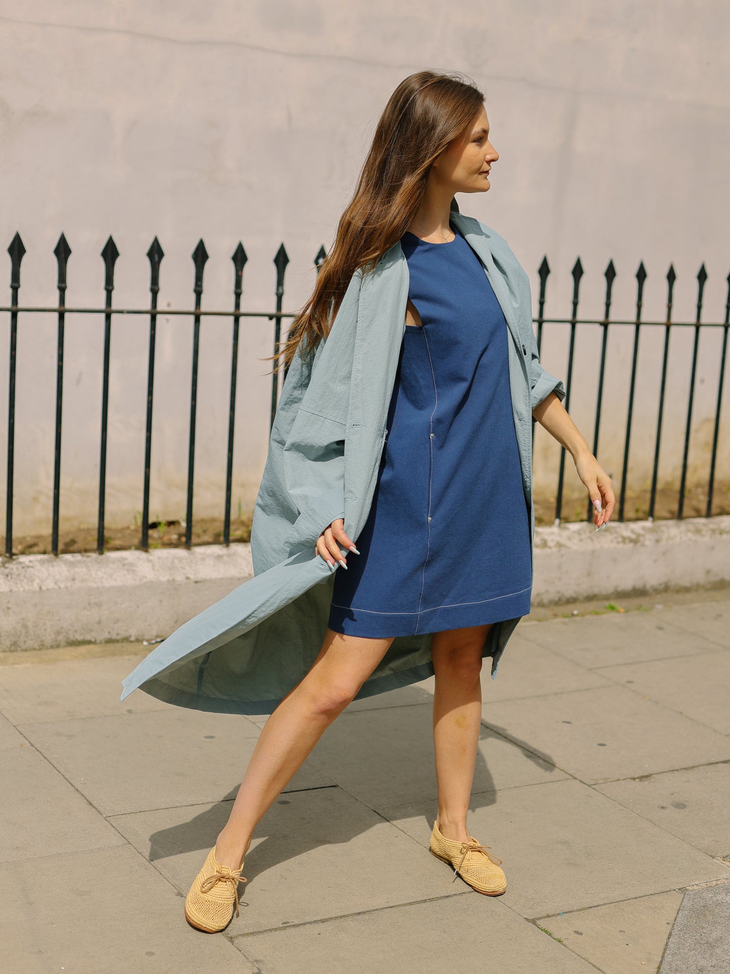Summer light long Coat -Light blue-