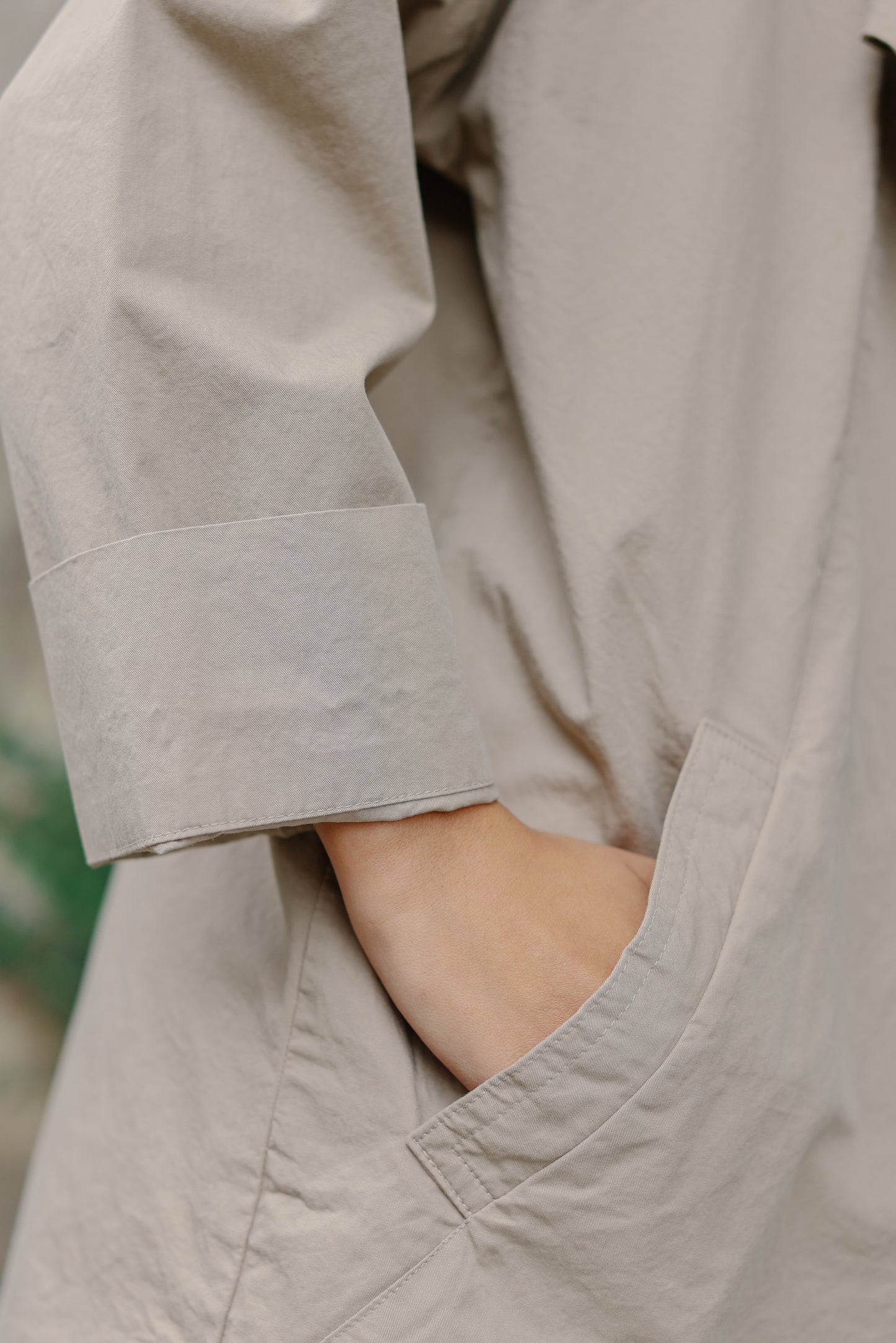 Double breasted folded sleeve cotton Jacket -L.grey-
