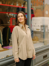 Zip front long shirts -Khaki-