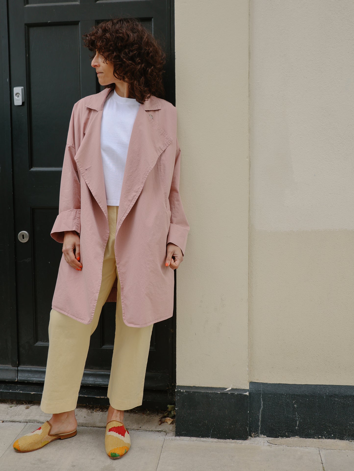 Pleated cropped trousers -Lemon Yellow-