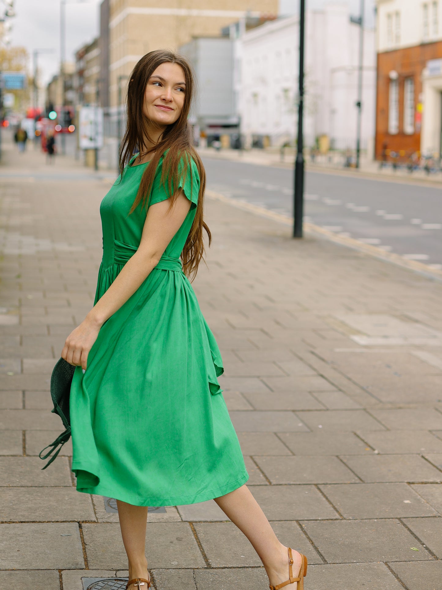 Summer Nostalgia Midi Dress -Leaf Green-