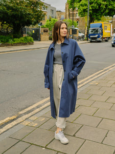 Single breasted trench coat -Navy-
