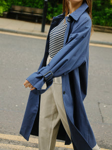 Single breasted trench coat -Navy-