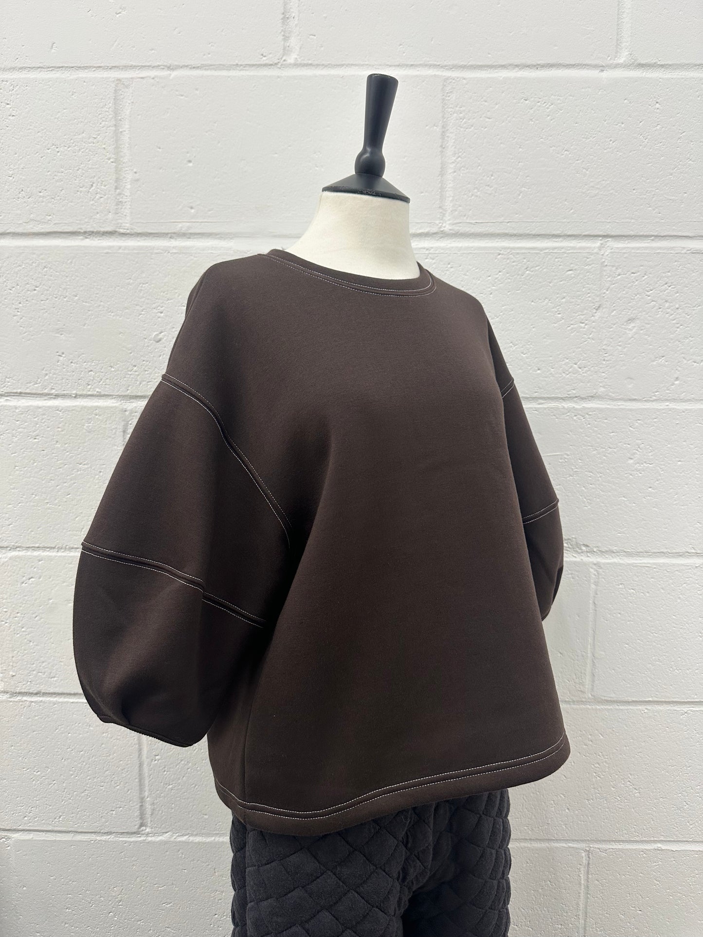 Stitch Volume T with Brushed lining -BROWN-