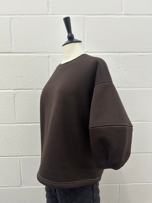 Stitch Volume T with Brushed lining -BROWN-