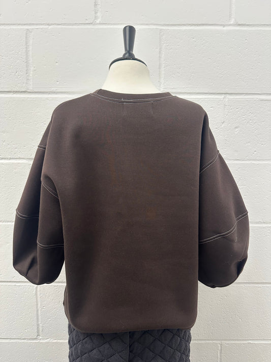 Stitch Volume T with Brushed lining -BROWN-