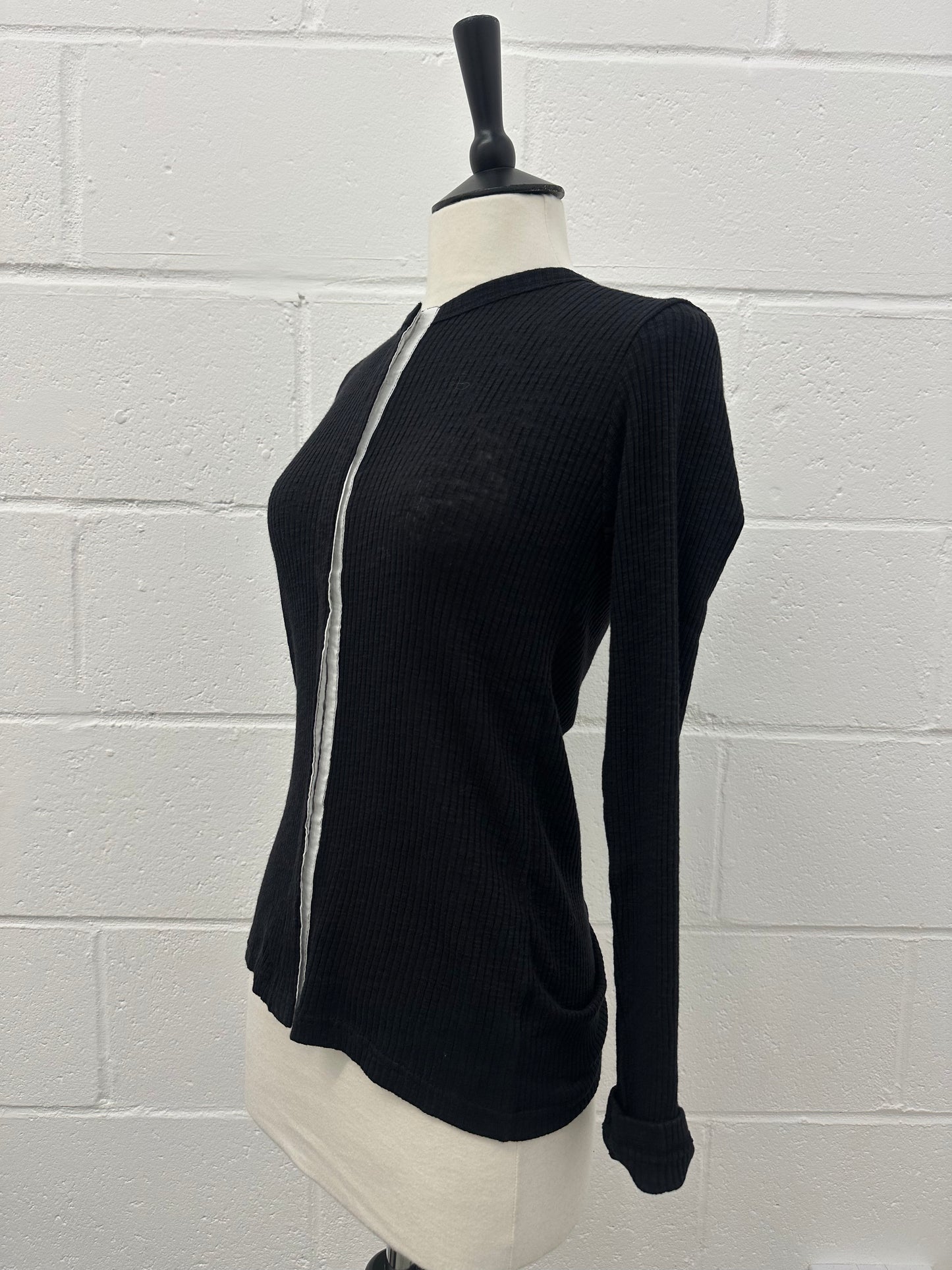 Rib cotton hook CD -Black-