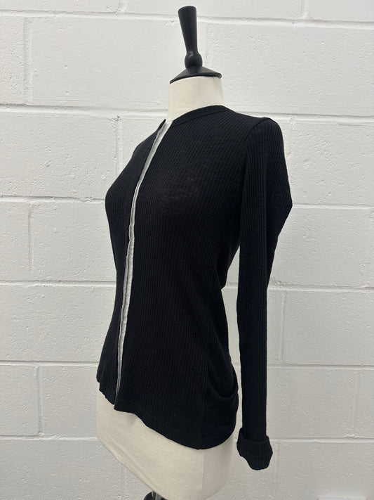 Rib cotton hook CD -Black-