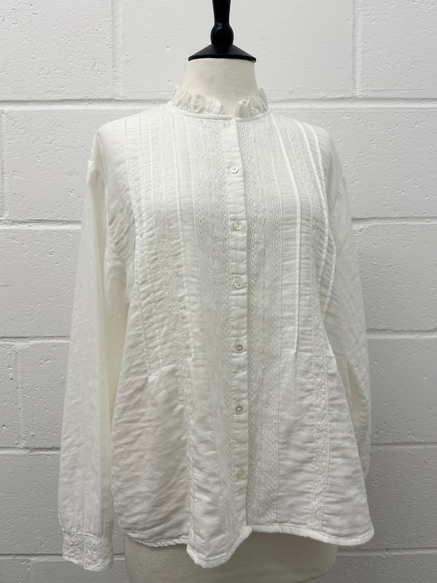 Cotton stand neck Shirts -White-