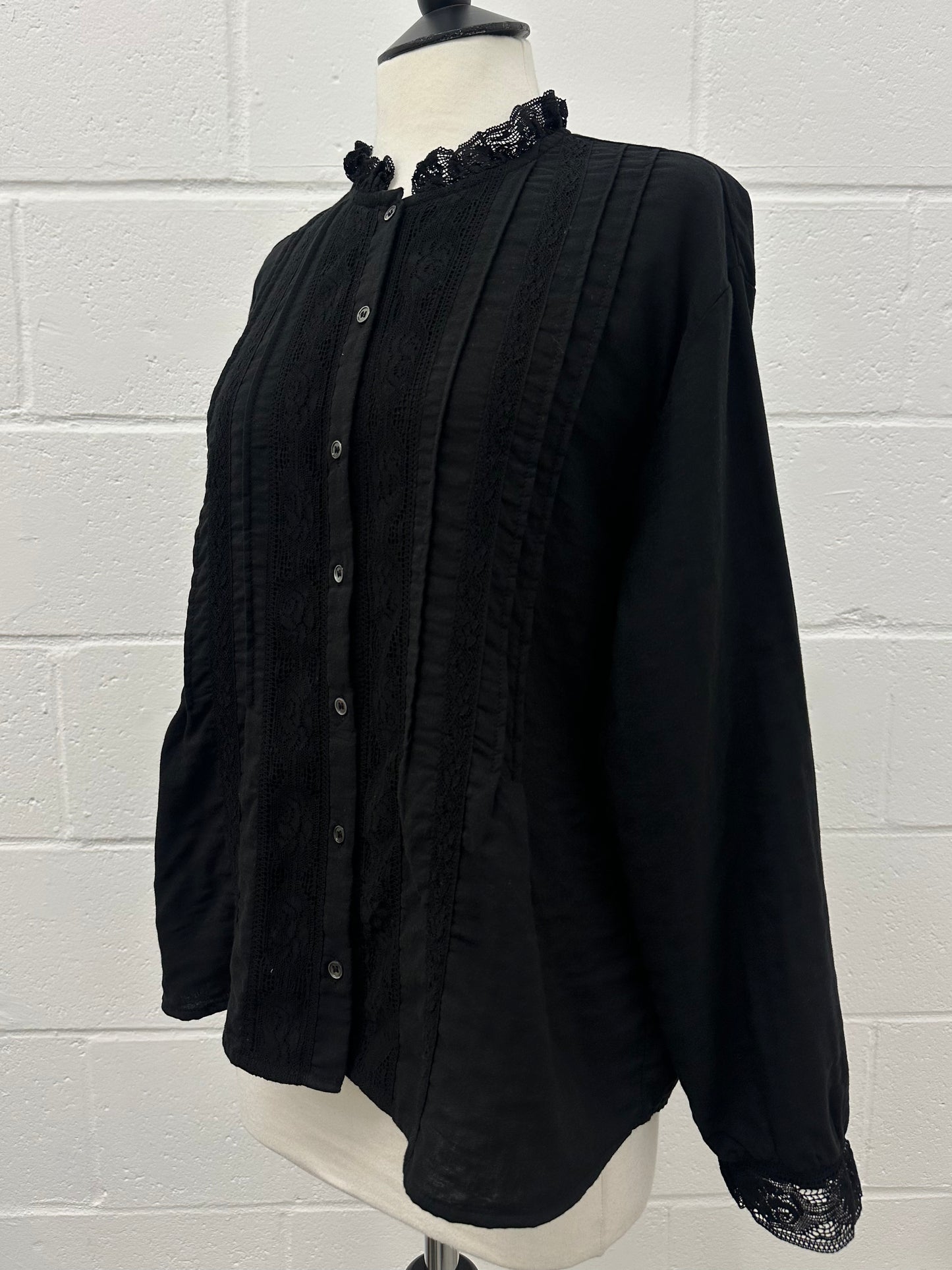 Cotton stand neck Shirts -Black-