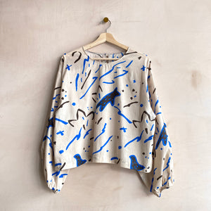 Drawing printed cotton blouse -Ivory- by Chung Rowe