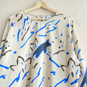 Drawing printed cotton blouse -Ivory- by Chung Rowe