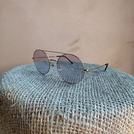 Bates Avenue 2  VERYNERD Sunglass Mat Gold Titanium frame x light blue lens UV400