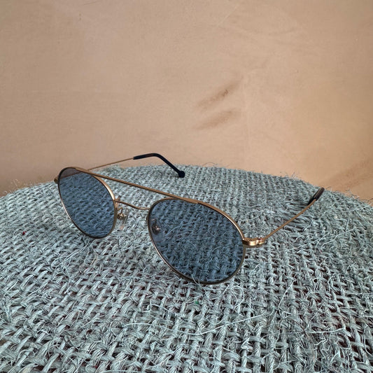Mercury 2  VERYNERD Sunglass Mat Gold Titanium frame x light blue lens UV400