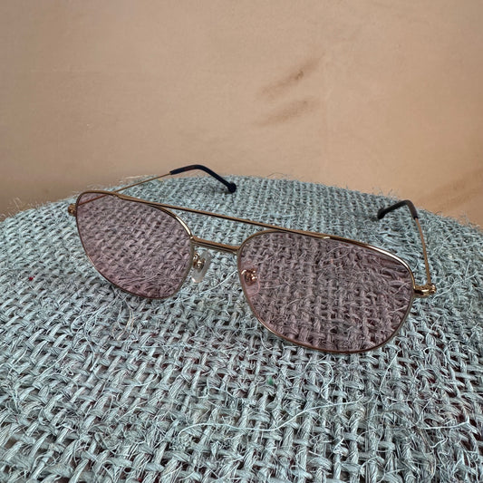 Peckhams VERYNERD Sunglass white Gold Titanium frame x pink lens UV400