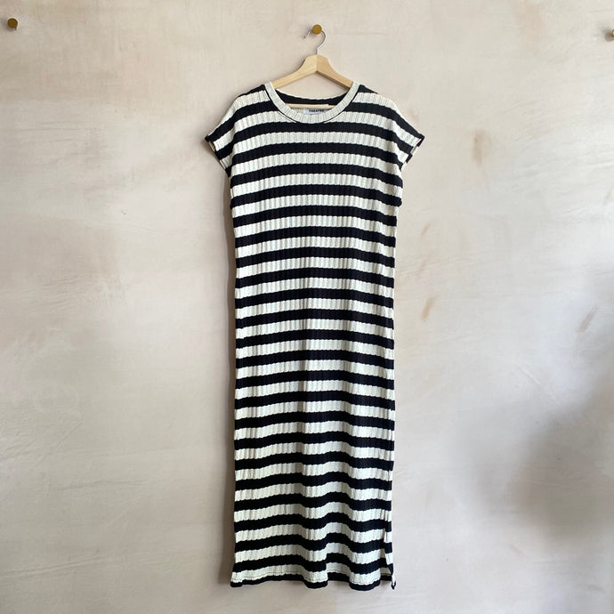 Rib Stripe Dress - Black -