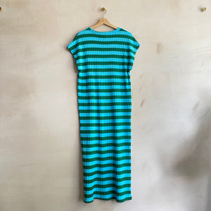 Rib Stripe Dress - Green -