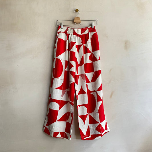 Geometrical Trousers - Red -