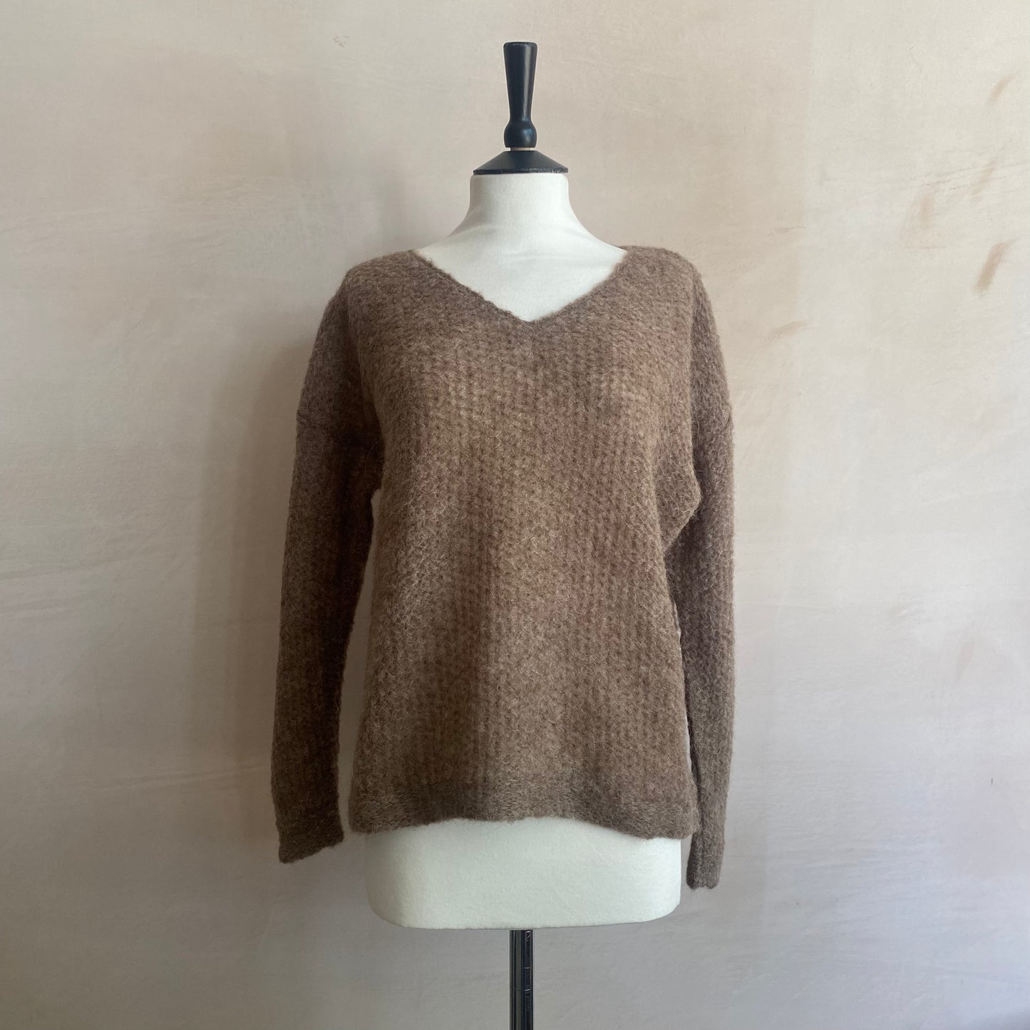 Brigette Loom v-neck Knitwear - Taupe -