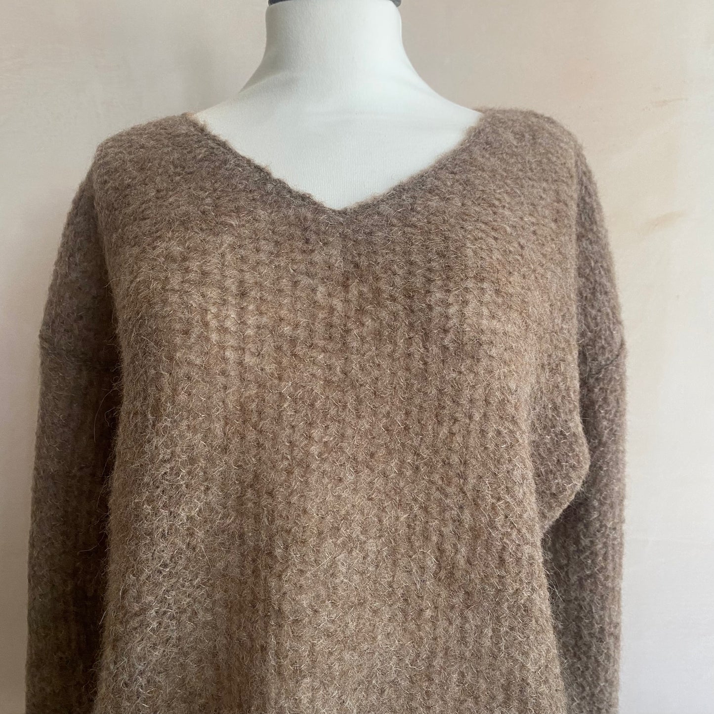 Brigette Loom v-neck Knitwear - Taupe -