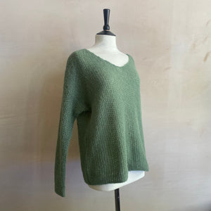 Brigette Loom v-neck Knitwear - Forest Green -