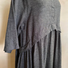 Checked cotton linen dress - Ink Grey -