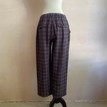 Linen Check Trousers - Navy -