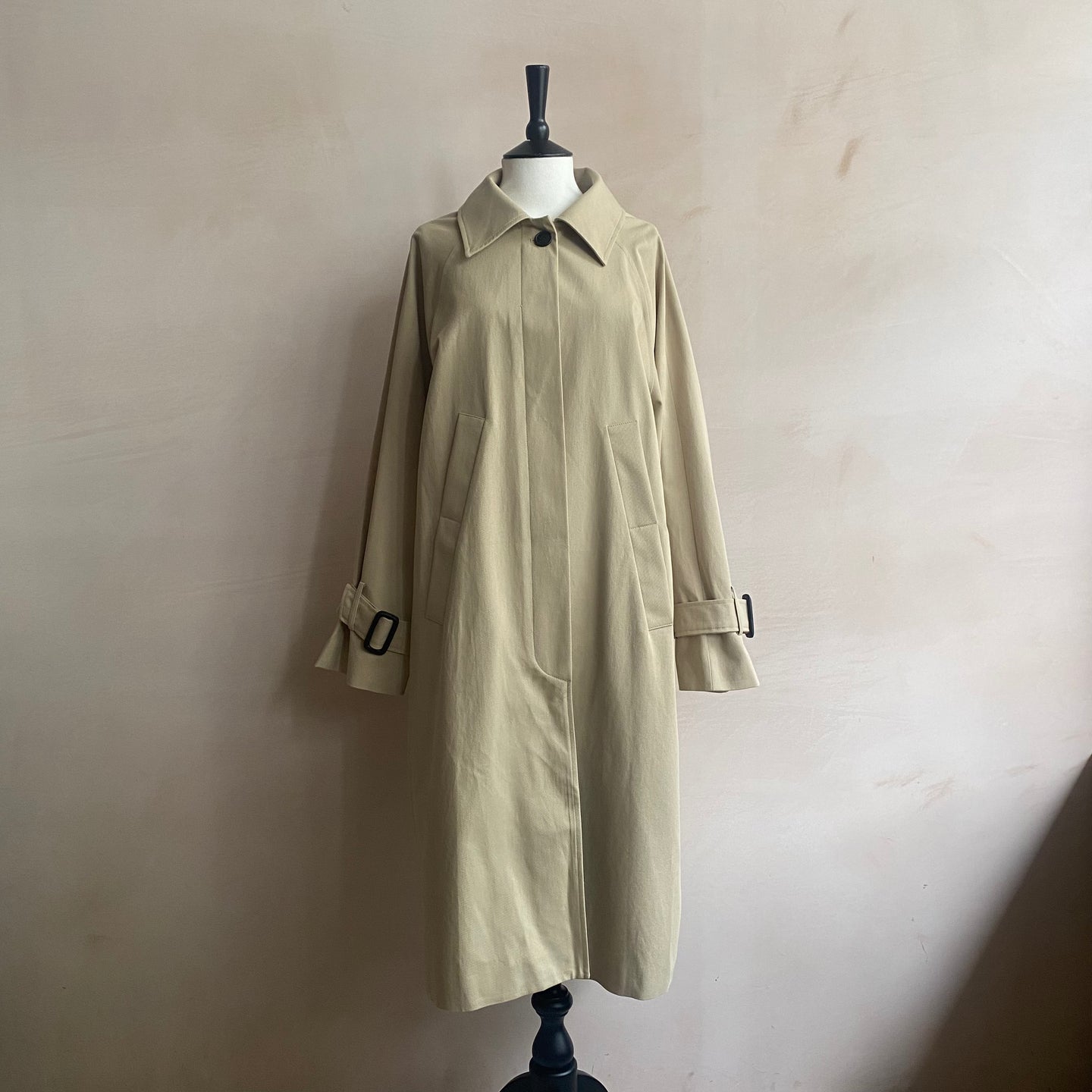 Single breasted trench coat -Beige-
