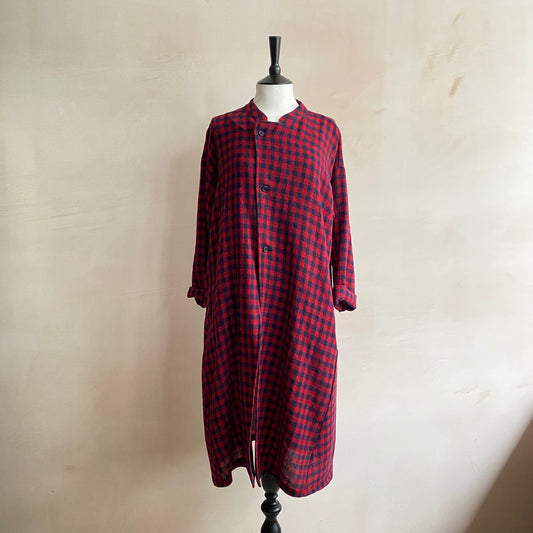 Mao Collar Long Wool JK -Red & Navy-