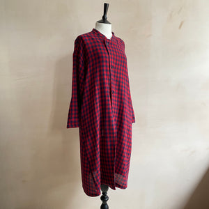 Mao Collar Long Wool JK -Red & Navy-
